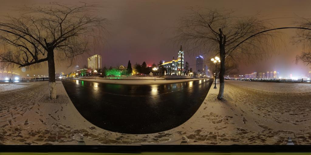 吉林市松花江畔雪夜景